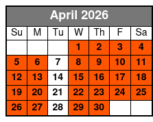 Central Florida 4 Hr Single Kayak Rental April Schedule