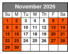 Central Florida 4 Hr Single Kayak Rental November Schedule