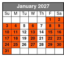 Central Florida 4 Hr Single Kayak Rental January Schedule