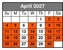 Central Florida 4 Hr Single Kayak Rental April Schedule