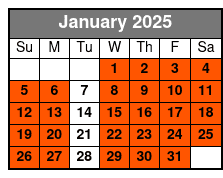 4 Hr Tandem Kayak Rental January Schedule