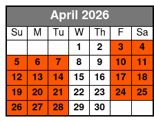 Tandem Kayak (2 Guests) - 4 Hr April Schedule