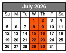 Chef's Table and Wine Tasting Tour July Schedule