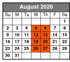 Chef's Table and Wine Tasting Tour August Schedule