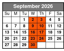 Chef's Table and Wine Tasting Tour September Schedule