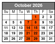 Chef's Table and Wine Tasting Tour October Schedule