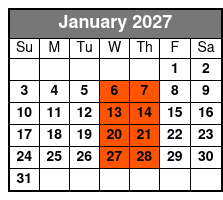 Chef's Table and Wine Tasting Tour January Schedule