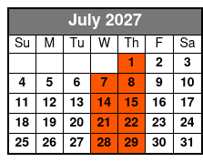 Chef's Table and Wine Tasting Tour July Schedule