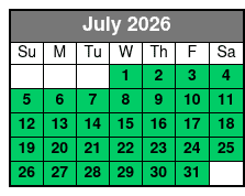 Paddleboard (1 Person) July Schedule