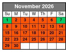 Paddleboard (1 Person) November Schedule