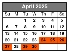 Tandem Glass Bottom Kayak April Schedule