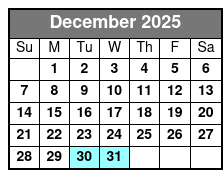 Tandem Glass Bottom Kayak December Schedule