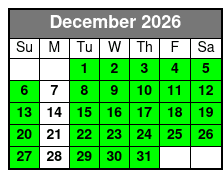 Tandem Glass Bottom Kayak December Schedule