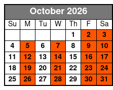 Gypsy Gold Horse Farm Walking Tour October Schedule