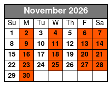 Gypsy Gold Horse Farm Walking Tour November Schedule