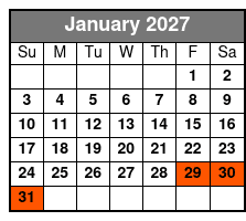 Bioluminescence Kayak Adventur January Schedule