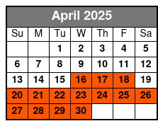 40 Min Fireworks Evening April Schedule