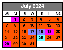 Space Coast 1 Hour July Schedule