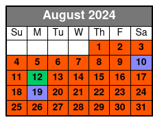 Space Coast 1 Hour August Schedule