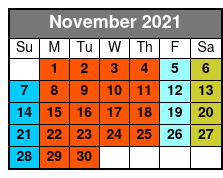 SeaWorld & Busch Gardens 2 Park 2 Day Combo Ticket November Schedule