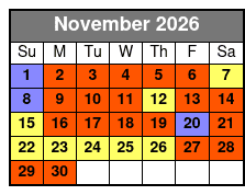 SeaWorld & Busch Gardens 2 Park 2 Day Combo Ticket November Schedule
