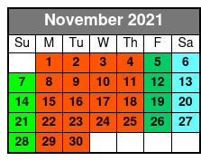 SeaWorld & Adventure Island 2 Park 2 Day Combo Ticket November Schedule