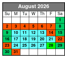 SeaWorld Single Day Ticket August Schedule