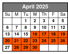 Sunset Tour April Schedule