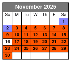 Sunset Tour November Schedule