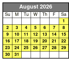 Sunset Tour August Schedule