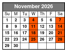 With Speedway Tour Option November Schedule