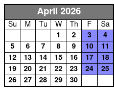 Champagne & Charcuterie Sunset Trail Ride April Schedule
