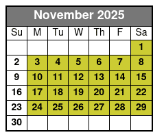 2hr Historical Wildlife Tour November Schedule