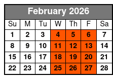 Tandem Kayak February Schedule