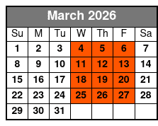Single Kayak March Schedule