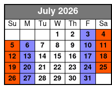 Single Kayak July Schedule