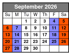 Single Kayak September Schedule