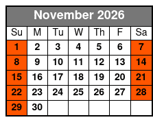 Single Kayak November Schedule