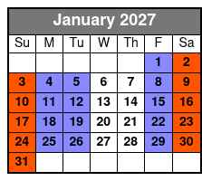 Single Kayak January Schedule