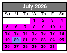 Horseback Ride July Schedule