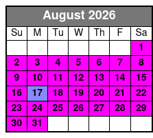 Horseback Ride August Schedule