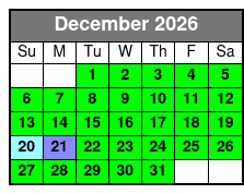 Horseback Ride December Schedule