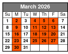 Tandem Kayak March Schedule