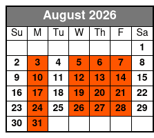 Tandem Kayak August Schedule