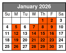 Single Kayak January Schedule