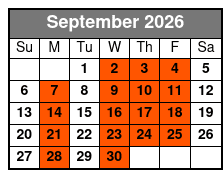 Single Kayak September Schedule