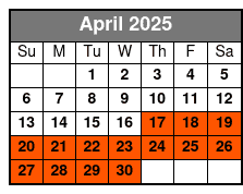 Luxury Wood Paddle Board April Schedule