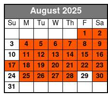 90-Min Tour August Schedule