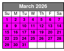 90-Min Tour March Schedule
