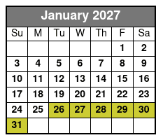 90-Min Tour January Schedule